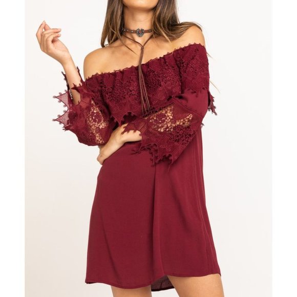 Shyanne Dresses & Skirts - Shyanne Women's Lace Trim Peasant Western Festival Dress Small